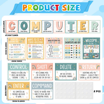 Computer Lab Poster Computer Science Posters Boho Classroom Rules Decorations Inspirational Technology Digital Keyboard Shortcuts Education Chart PC Decor Wall Art Back to School Teacher Supplies
