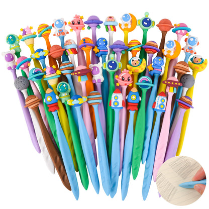 48 Pcs Cute Space Bobblehead Eraser for Pencils Kawaii Erasers Cute School Supplies Fun Planet Rocket Moon Spaceship Astronaut Shape Erasers Back to School Supplies Birthday Classroom Gifts