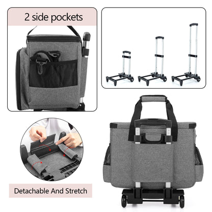 LUXJA Sewing Machine Case with Detachable Dolly and Removable Bottom Pad, Rolling Tote Fits Most Standard Machines, Gray
