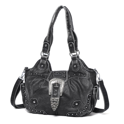 Angel Kiss Hobo Bags for Women Vegan Leather Purses and Handbags Ladies Chic Shoulder Bags Crossbody Purses with Metal Studs