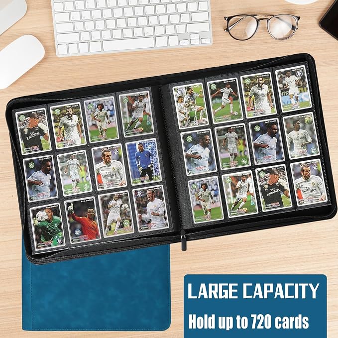 12 Pocket Card Binder,720 Pocket Trading Card Binder，Side Loading Collectible Card Albums for MTG, for TCG Football, Sports, Game Cards Blue