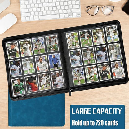 12 Pocket Card Binder,720 Pocket Trading Card Binder，Side Loading Collectible Card Albums for MTG, for TCG Football, Sports, Game Cards Blue
