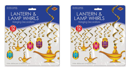 Beistle Lantern & Lamp Whirls, 24 Piece, 17.5"-34", Multicolored