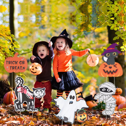 Halloween Yard Signs, 10 Pcs Outdoor Lawn Decorations with Stakes - Sturdy Corrugated Plastic Halloween Decor for Outdoor Holiday Display