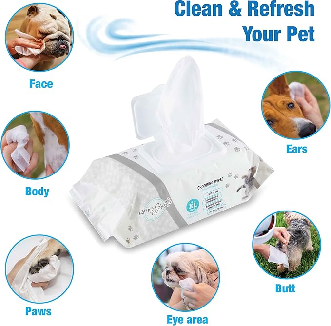 110 Pack Pet Grooming Wipes - Large & Extra-Large Sizes - Lavender, Aloe, & Unscented Variations - Hypoallergenic & Extra Durable - Perfect for Dogs & Cats, 8.6"x7.8"
