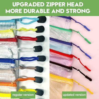 YOPCDJ 24pcs Mesh Zipper Pouch Bags A4 Zipper Bags for Classroom Organization, Waterproof Document Zipper Pouches for Cosmetics, Travel Storage File Bags for Office Supplie