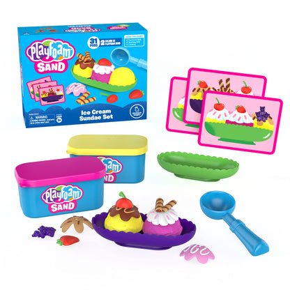 Educational Insights Playfoam Sand Ice Cream Sundae Set - Preschool Sensory Toys for Kids 3-5, Pretend Play Toddler Toys, Non Toxic Play Sand Kit, Sensory Table Activities for Kids