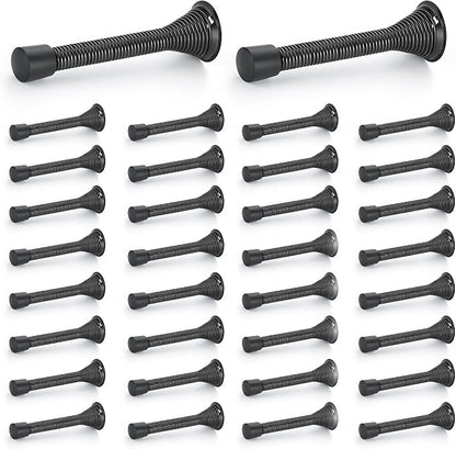 Ravinte Door Stoppers, 36 Pack Black Spring Door Stops with Rubber Bumper, Door Stoppers for Bottom of Door