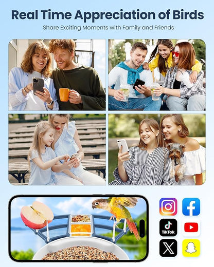 Mother’s Day Present for Mom, Smart Bird Feeder with Camera, AI Bird Identification, Solar Powered Wireless Outdoor Bird Watching Camera, Auto Capture Video & Instant Notifications for Bird Lovers