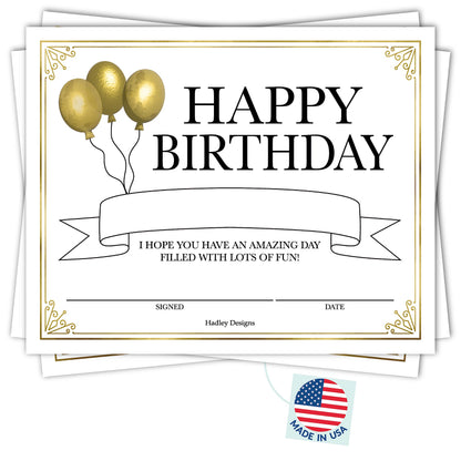Happy Birthday Certificates for Students - 25 Student Birthday Certificates for Kids Classroom Must Haves, Teacher Supplies for Classroom Elementary, Gold Teacher Essentials