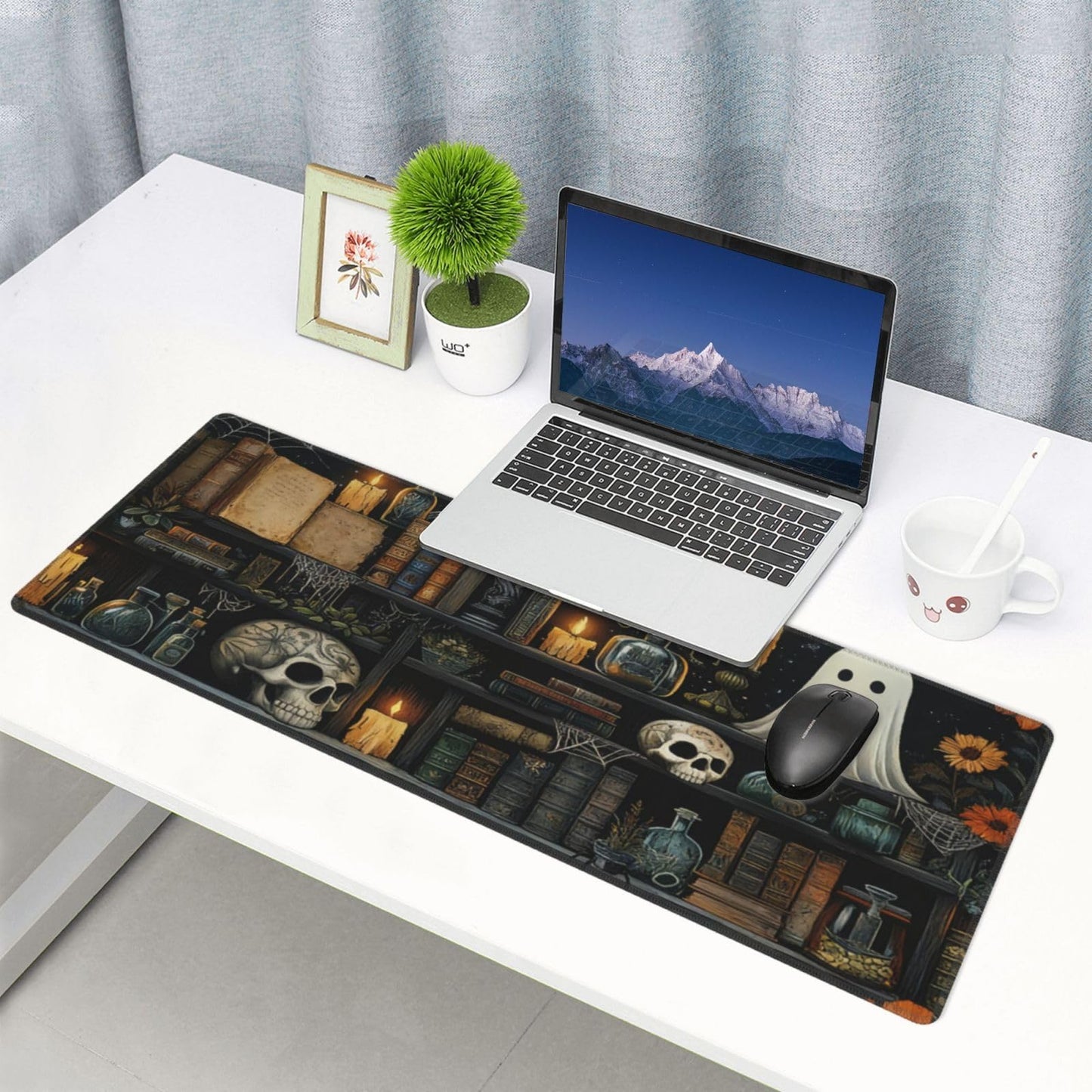Gothic Library Mouse Pad Large Gaming Mousepad, Long Big XL Waterproof Desk Mats Full Desk Keyboard Mat Computer Pad Desk Matt with Stitched Edges Non-Slip Desktop Mat, (31.5 * 11.8 in)