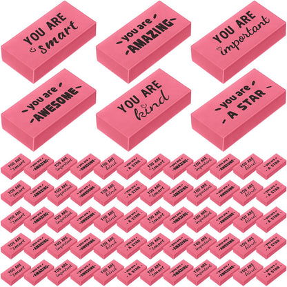 Resurhang 180 Pcs Erasers Bulk for Kids Inspirational Pencil Erasers Bulk for Drawing Motivational Big Eraser School Supplies for Classrooms Back to School Office (Motivational,Pink)