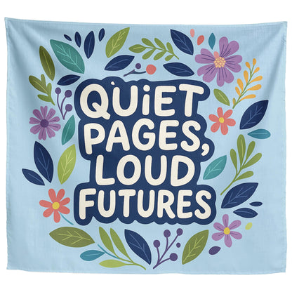 Elmsfell Reading Corner Tapestry for Classroom – Quiet Pages Loud Futures Motivational Wall Art, Boho Floral Library Decor for Elementary School & English Teacher Gift (50x60 Inch)