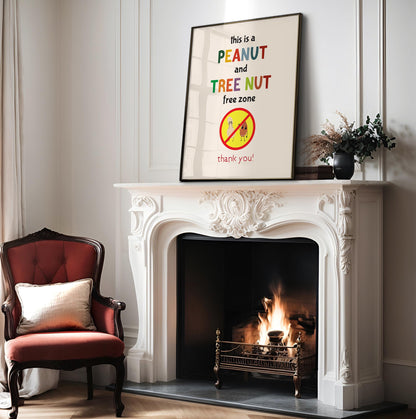 Poster Master Peanut and Tree Nut Free Zone Poster - Food Allergy Awareness Print - Preppy Art - Educational Art - Decor for School or Classroom - 8x10 UNFRAMED Wall Art