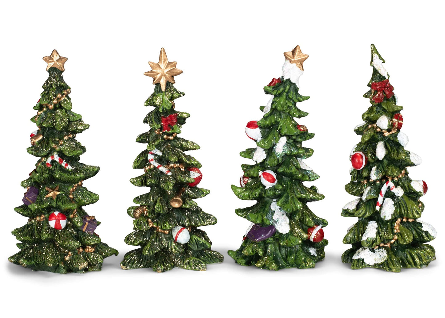 Transpac Imports Resin Holiday Tree Set of 4 Figurine, Green