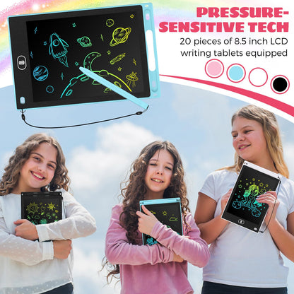 Zhehao 20 Pack LCD Writing Tablet for Kids: 8.5 Inch Colorful Drawing Doodle Boards - Reusable Erasable Doodle Board Educational Learning Toys Gifts for Toddlers Ages 3-8 Party Favors(Pastel,Cute)