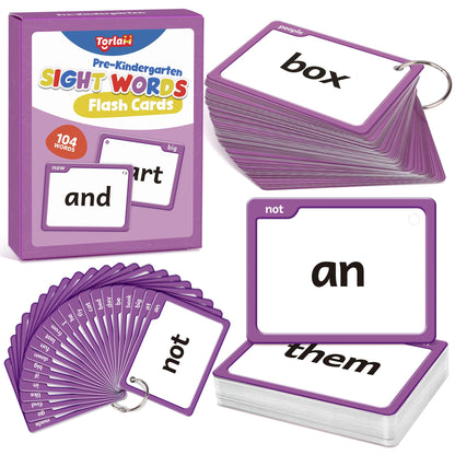 Torlam Sight Words Flash Cards for Kids Pre-Kindergarten,Learn to Read Digraphs CVC Blends Long Vowel Sounds Spelling Reading Phonics Games for 2-4 Years, Site Words Classroom Homeschool