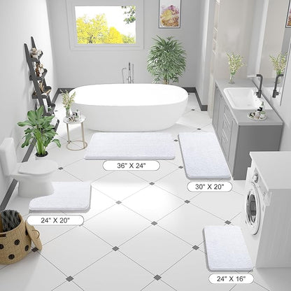 OLANLY Large Bathroom Rugs 47x32, Extra Soft Absorbent Chenille Bath Rugs, Rubber Backing Quick Dry, Machine Washable Bath Mats for Bathroom Floor, Tub and Shower, Home Decor Accessories, White