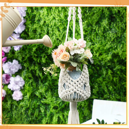 Vincreem 4 Pack Macrame Plant Hanger Hanging Planter with Patterns for up to 8 Inch Pot Indoor Outdoor Hanging Planter Basket Boho Plant Hanger Holder Decorative Flower Pot Holder for Garden Home
