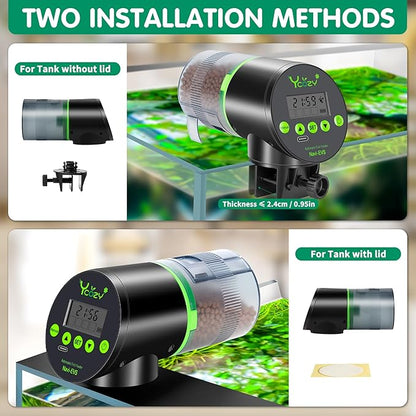 Ycozy Automatic Fish Feeder Rechargeable with USB Cable Moisture-Proof Intelligent Electric Fish/Turtle Feeder for Aquarium & Fish Tank (Plug Powered-EVS)