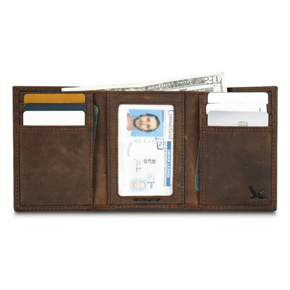 Eddie Bauer Men Signature Trifold Wallet (Available in Ripstop Nylon, Cotton Canvas, or Leather), Tan, One Size
