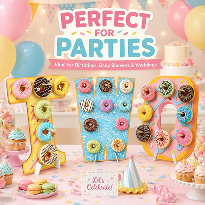 Prospura 3 Pack Donut Wall Display Stand, Two Sweet Theme Donut Board for Dessert Table,Wooden Decorative Doughnut and Bagel Holder for 2nd Anniversary Birthday Party Wedding