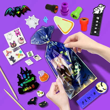 WESAYEE 24 PACK 252PCS Halloween Party Favors for Kids Stationery Set, Goodie Bag Stuffers Classroom Prizes, Halloween School Party Favors for Trick or Treat Bags, Halloween Gifts for Kids Bulk