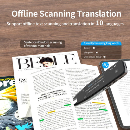 Scan Translation Pen – Dyslexia Tools with 142 Online/10 Offline Languages, Speech & Scan-to-Text Reading Pen for Learning Difficulties, Language Learners, Elderly & Travelers ﻿