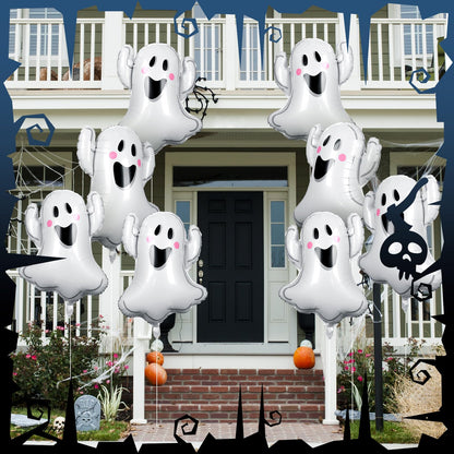 WinnerWhy 12pcs 30 Inch Halloween Ghost Balloons White Ghost Shaped Foil Balloon for Halloween Spooky Themed Birthday Baby Shower Wedding Party Decor Supplies