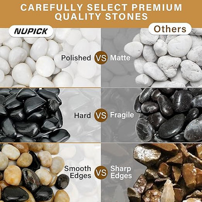 NUPICK 12lb White River Rocks for Plants Indoor, 2-3Inch White Pebbles for Vases Fillers, Decorative Gravel for Fish Tank, Natural Polished Stones for Succulent, Bonsai, Landscaping, Bird Baths