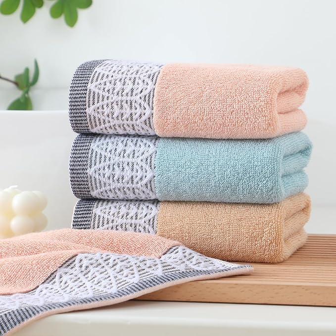 3 Pack Leaf Print Hand Towels, Decorative Cotton Soft & Highly Absorbent Towels