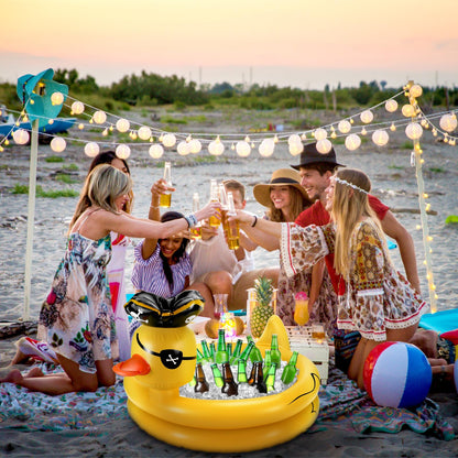 Bencailor Inflatable Pirate Duck Drink Cooler Reusable Blow up Duck Floating Cooler for Summer Halloween Hawaiian Beach Party Decoration Supplies, 31.5 x 23.6 Inch