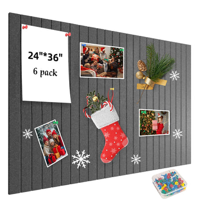 Yunihome Cork Board for Walls 36" x 24", 6 Pack Felt Bulletin Board Wall Tiles with 30 Push Pins for Home Kitchen School Office Wall DIY Decorative