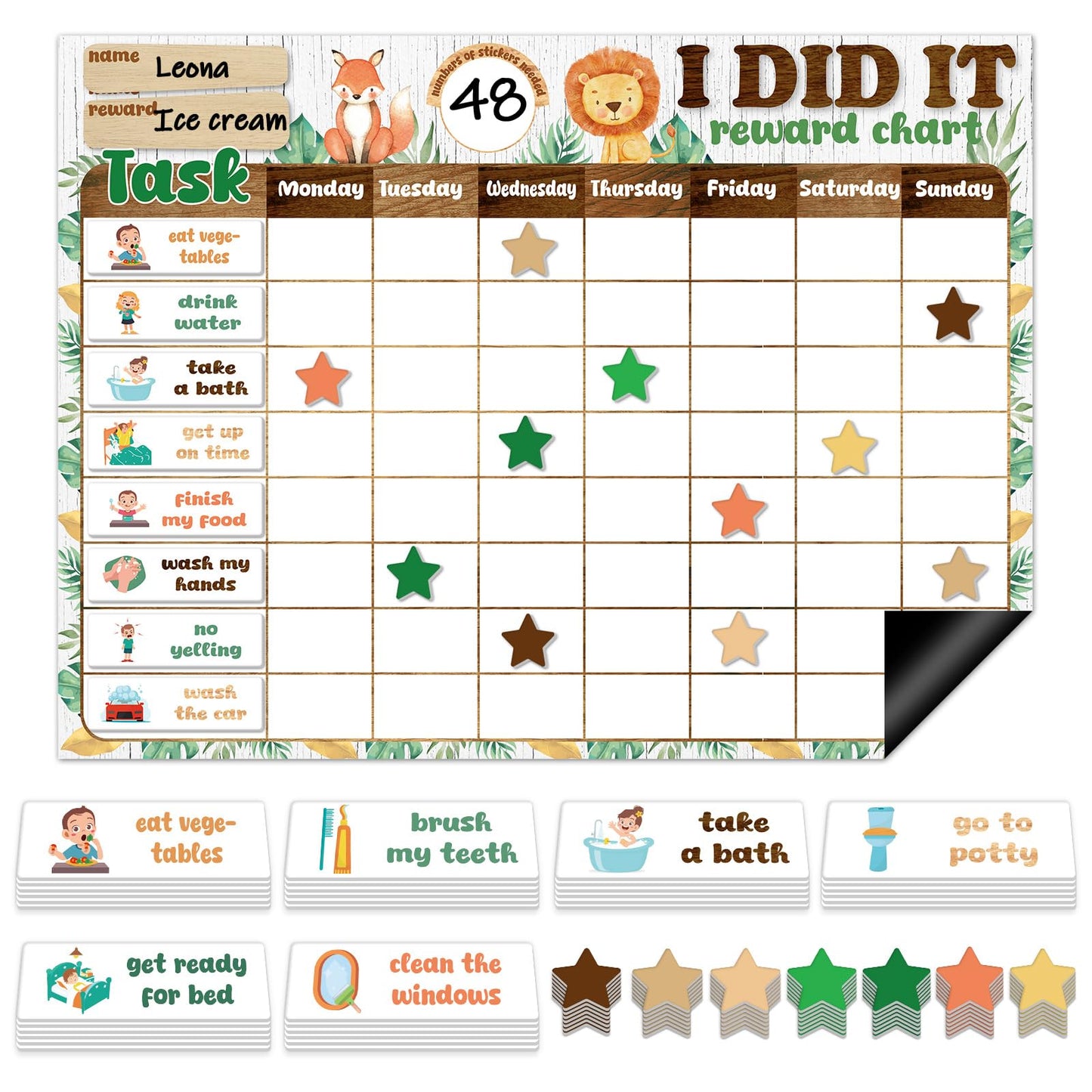 Magnetic Reward Chart for Kids at Home Woodland Animals Behavior Reward Chart System Magnetic Behavior Tracker Forest Animals Theme Incentive Chore Pad to Develop Responsibility and Good Habits