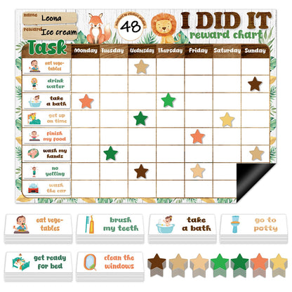 Magnetic Reward Chart for Kids at Home Woodland Animals Behavior Reward Chart System Magnetic Behavior Tracker Forest Animals Theme Incentive Chore Pad to Develop Responsibility and Good Habits