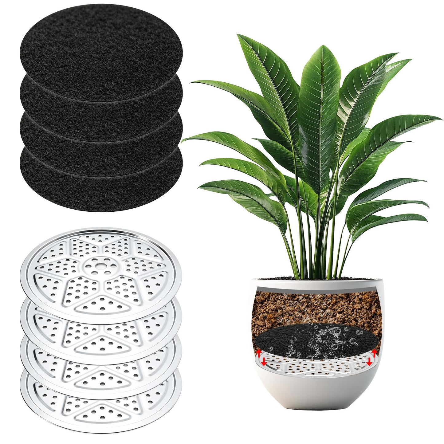 luperasol 8PCS Planter Inserts for Large Pots, 13" Reusable Round Planter Inserts for Large Tall Pots and Liner with Drainage Holes for Place Inside Planters Use Less Potting Soil