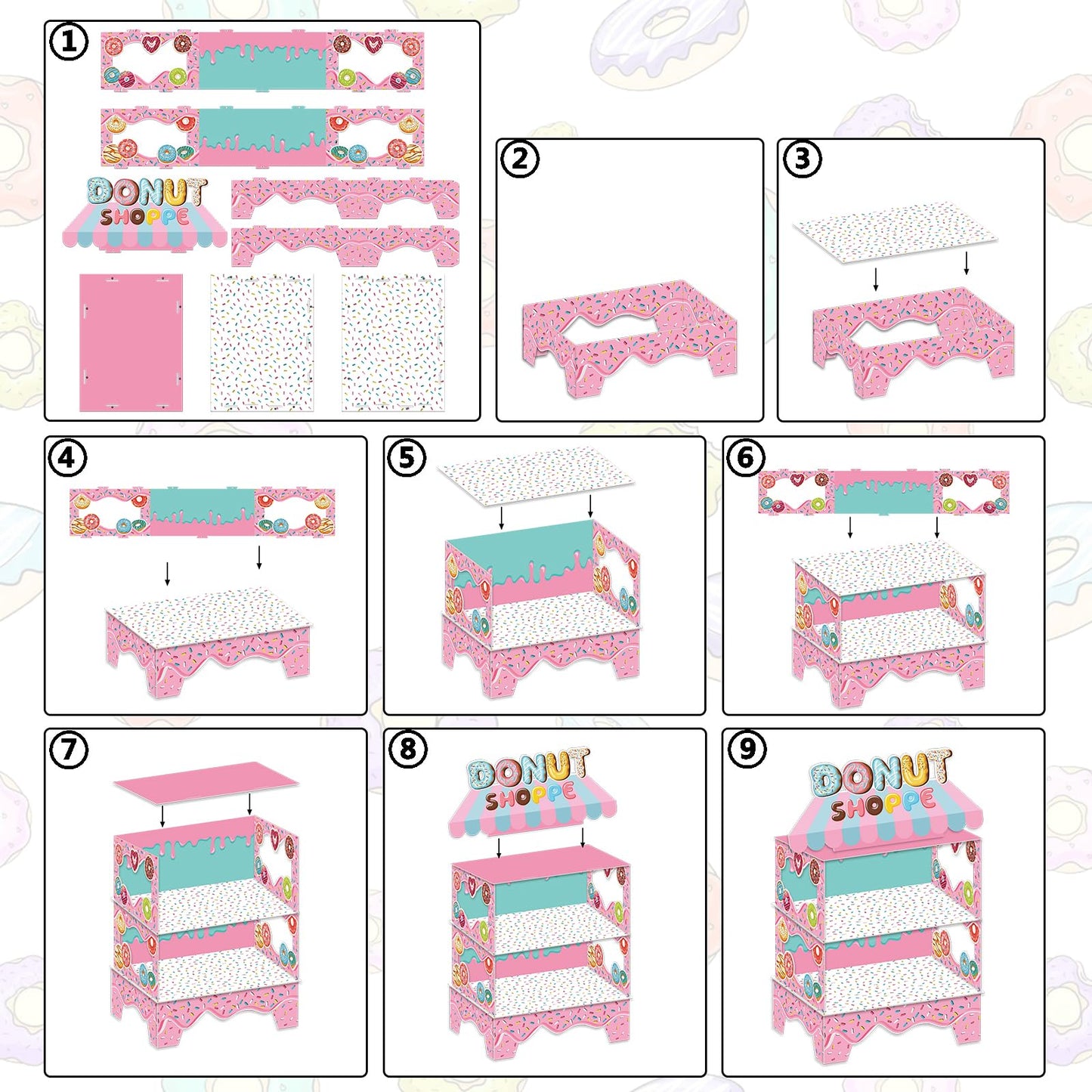 KALEFO Donut Birthday Party Decorations Stand for Dessert Table Decoration Supplies Favors Cupcake Decor