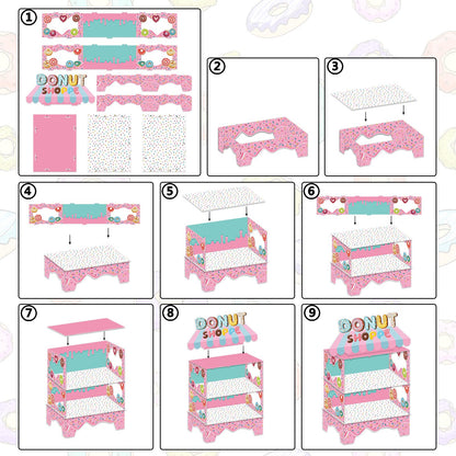 KALEFO Donut Birthday Party Decorations Stand for Dessert Table Decoration Supplies Favors Cupcake Decor