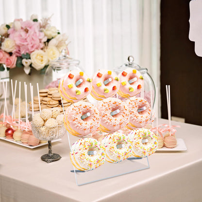 RLHDIS Donut Stand, 2 Pack Acrylic Donut Wall Display Stand, Clear Bagels Holder for Party, Wedding Birthday Events Baby Shower (2 Pack)