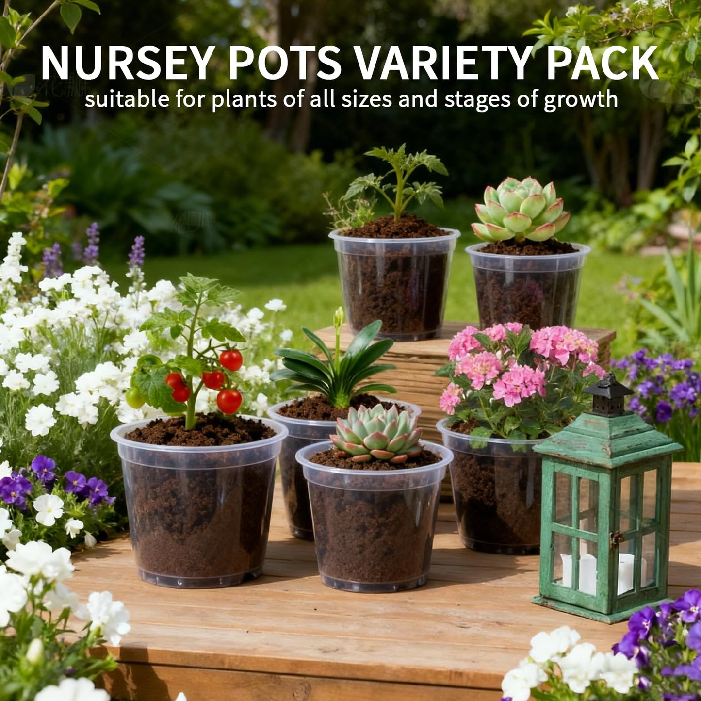 Plgardpo Clear Nursery Pots with Drainage, 5/6/7 Inch Nursery Plant Pots, Plastic Seedling Flower Pots for Indoor Plants, Transparent Planters for Indoor Plants, 15 Packs
