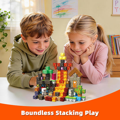 200PCS Magnetic Blocks, Magnetic Building Cube Set for Kids Ages 3+, Constructions STEM Stacking Tiles Toy Building Birthday Gifts for Boys Girls