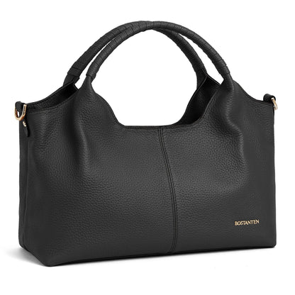 BOSTANTEN Genuine Leather Purses for Women Designer Handbags Crossbody Shoulder Bags Top Handle Satchel Black