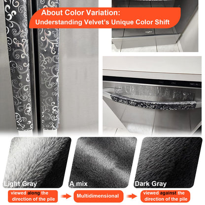 Volecy Refrigerator Handle Covers, Set of 6, Washable Velvet Appliance Door Handle Covers, Adjustable Handle Protectors, Kitchen Decor Keep Clean for Fridge Oven Stove Microwave Dishwasher(Gray Silve)