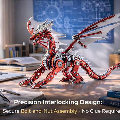 3D Metal Dragon Model Kit for Adults, Mechanical Pterosaur Puzzle, DIY Assembly Steel Model, Challenging Building Kit, Unique Gift for Men Desk Decor