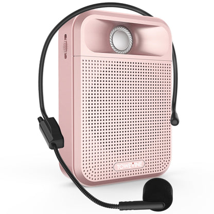 Voice Amplifier, Towevine Rechargeable Microphone for Teachers, Portable Speaker with Headset and Waistband for Classroom, Singing, Coach, Training, Presentation, Tour Guide (Pink)