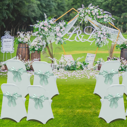 HAINARverS Folding Chair Covers for Wedding, 10pcs Stretch Spandex Washable Fabric Chair Cover, Decoration Chair Cover for Wedding, Party, Banquet, Birthday, Conference, Event(White, 10 PCS)