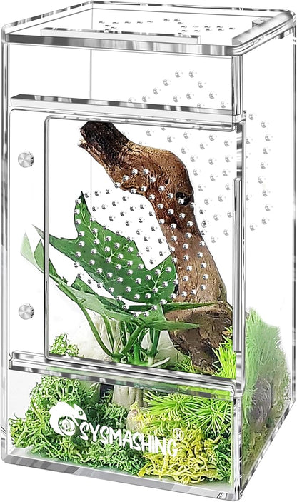 Acrylic Jumping Spider Enclosure 6.3 * 3.5 * 3.5IN,Insect Terrarium, Bug Cage, Praying Mantis Habitat, Snail Terrarium, Caterpillar Habitat - Multi-Species Kit