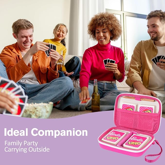 ProCase Hard Playing Card Game Carrying Case, Travel Storage Box Holds 300+ Trading Cards, Bag Holder for Classic Board Game UNO, Five Crowns，SKYJO, PlayMonster and More (Case Only) -Pink