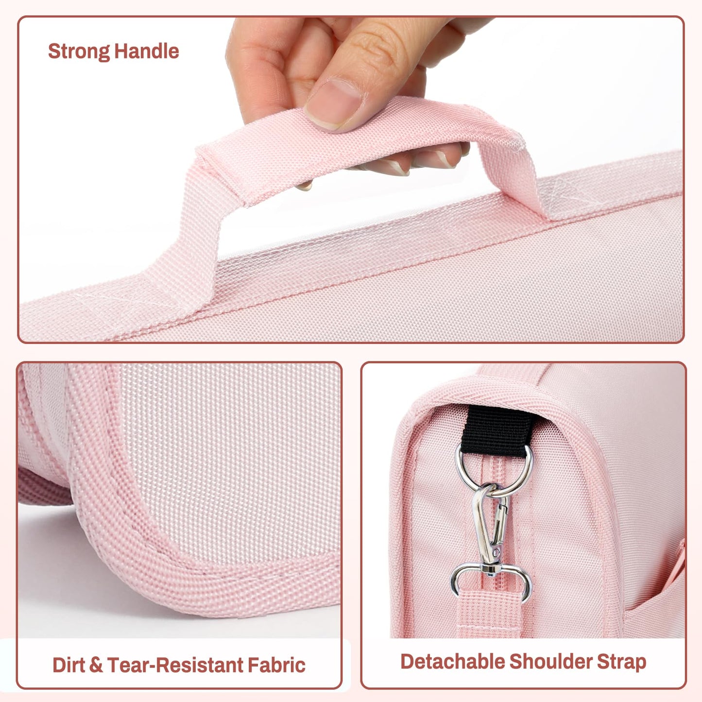 SUNEE Zipper Binder 3 Ring, 3 Inch O-Ring with Handle and Shoulder Strap, 600-Sheet Capacity, Multi-Pockets for Middle School Organizer Binder with Zipper, Pink Lotus
