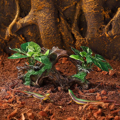 Artificial Aquarium Ornaments Reptiles Betta Fish Tank Accessories Silk Leaf Plants Decoration Driftwood Cave Decor
